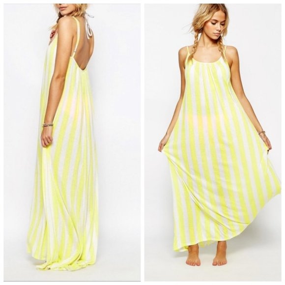 WILDFOX SWIM Striped Yellow Maxi Dress - Picture 1 of 7